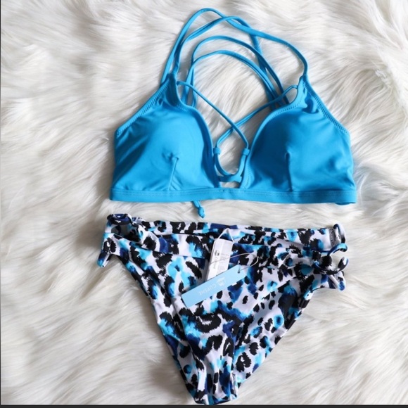 NWT Cupshe Blue Leopard Bikini, Size Large LAST ONE - Picture 3 of 4